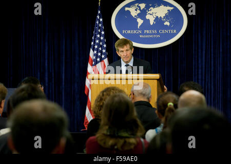 Professor Allan Lichtman der American University, anlässlich uns State Department ausländische Pressecenter zu den Wahlen von 2016 Stockfoto