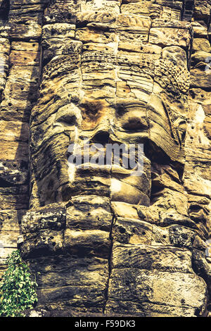 Stein-Wandmalereien und Skulpturen in Angkor Wat, Kambodscha Stockfoto