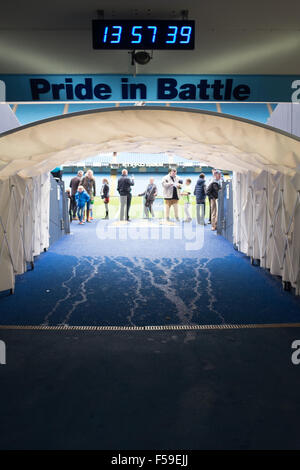 Spieler-Tunnel im Etihad Stadium, Heimat von Manchester City fc Stockfoto