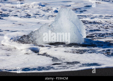 Eisberge im Kristall schwarz Beach im Süden Islands Stockfoto