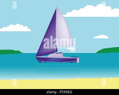 Yacht in der Bucht im Vektor-Format. Stock Vektor