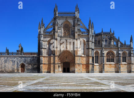 Kloster Batalha. UNESCO-Weltkulturerbe, im Distrikt Leiria, Estremadura, Portugal. 1386-1517 zu bauen. Stockfoto