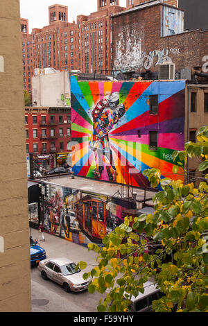 Das küssen Sailor Wandbild von Eduardo Kobra, Chelsea, New York City, Vereinigte Staaten von Amerika. Stockfoto