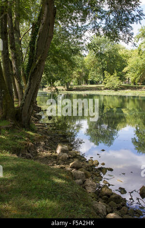 Fluss-Yevre bei Mehun Sur Yevre, Zentral-Frankreich Stockfoto