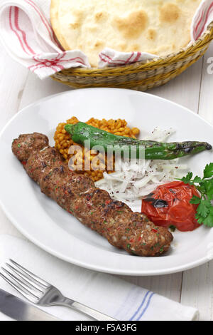Adana Kebab, Hackfleisch Kebab, türkische Küche Stockfoto