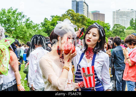 Sydney Zombie Walk schärft das Bewusstsein für die Gehirn-Foundation. Halloween, 2015. Stockfoto