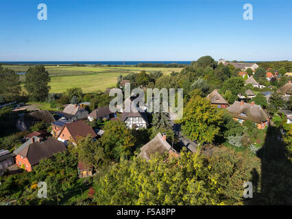 Blick auf Wustrow vom Kirchturm, Fischland, Fischland Zingst, Mecklenburg-Western Pomerania, Deutschland Stockfoto