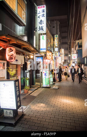 Gasse um Karasumori Jinja, nahe Shimbashi Station, Minato-Ku, Tokio, Japan Stockfoto