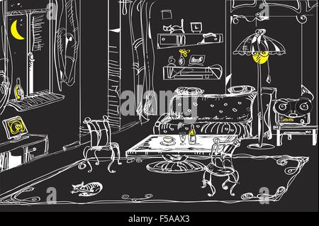 Wohnzimmer-Illustration Stock Vektor