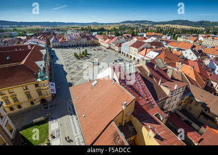 Valdstejnske Namesti, Pohled Z Valdicke brány, Jicin, ostböhmischen Kraj, Tschechische Republik Stockfoto