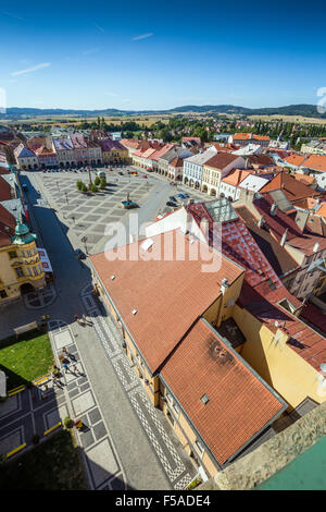 Valdstejnske Namesti, Pohled Z Valdicke brány, Jicin, ostböhmischen Kraj, Tschechische Republik Stockfoto