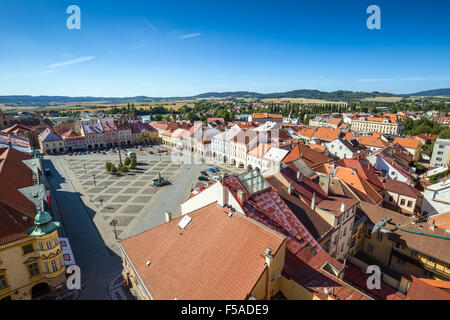 Valdstejnske Namesti, Pohled Z Valdicke brány, Jicin, ostböhmischen Kraj, Tschechische Republik Stockfoto