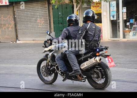 Polizei Motorrad Patrouille, Jerusalem, Israel Stockfoto