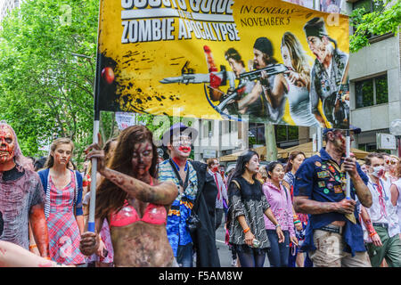 Sydney Zombie Walk schärft das Bewusstsein für die Gehirn-Foundation. Halloween, 2015. Stockfoto