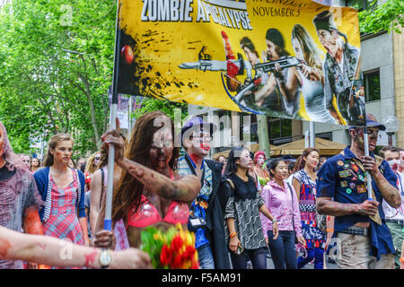 Sydney Zombie Walk schärft das Bewusstsein für die Gehirn-Foundation. Halloween, 2015. Stockfoto
