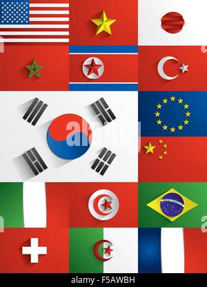 World Flags Collection Set Vektorgrafik Stock Vektor