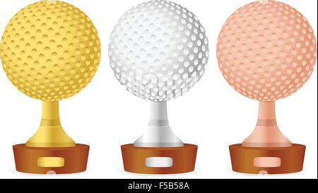 Golf Trophy auf weißem Hintergrund gesetzt. Vektor-Illustration. Stock Vektor