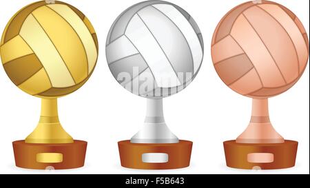 Volleyball-Trophäe auf weißem Hintergrund gesetzt. Vektor-Illustration. Stock Vektor