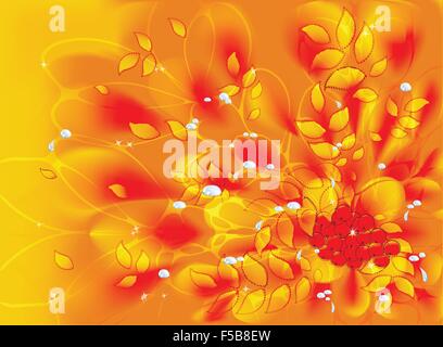 Abstraktes Vektor Fraktale mit Herbstlaub und Rowan. EPS10 Vektor-illustration Stock Vektor