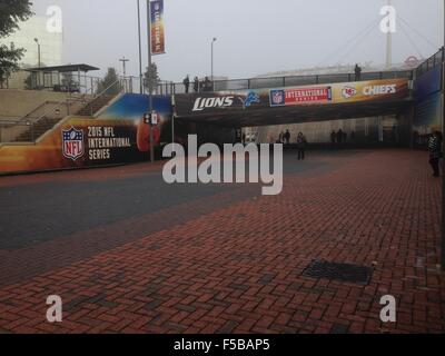 London, UK. 1. November 2015. NFL: November 1st International Series - Detroit Lions Vs Kansas City Chiefs, NFL Credit: Glamourstock/Alamy Live-Nachrichten Stockfoto