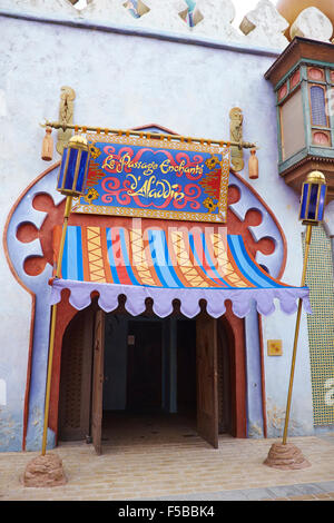 Aladdin Passage, die berühmte Szenen aus dem Film Adventureland Disneyland Paris Marne-la-Vallée Chessy Frankreich enthalten Stockfoto