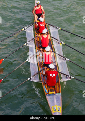 Ein Boot, die Teilnahme an der Vogalonga Reihen entlang des Canal Grande Venedig Veneto Italien Europa Stockfoto