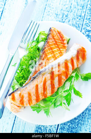 Gebratener Lachs Stockfoto