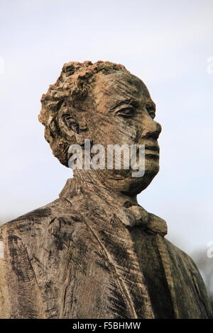 Dylan Thomas Statue, The Strand, Laugharne, Carmarthenshire, Wales, Großbritannien, Deutschland, UK, Europa Stockfoto