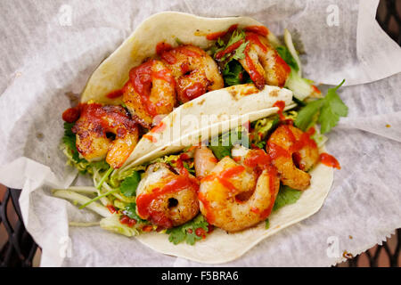 Garbo es Grill Essen Cart / Yum Yum Garnelen in Mehl Tortillas / Key West Florida USA Stockfoto