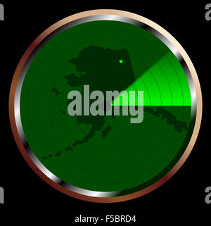 Der Bildschirm einer typischen Radar in grün fegen über Alaska Stockfoto