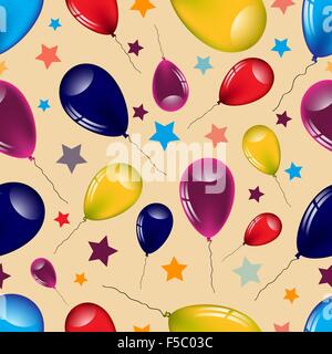 Nahtlose Muster von Ballons und Sternen. Vektor Stock Vektor