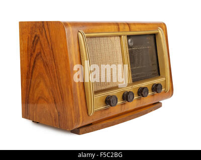 Altes Radio isoliert auf weißem Hintergrund, Studio gedreht Stockfoto