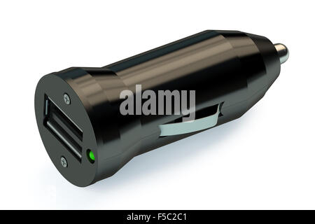 USB-Autoladegerät isoliert auf weißem Hintergrund Stockfoto
