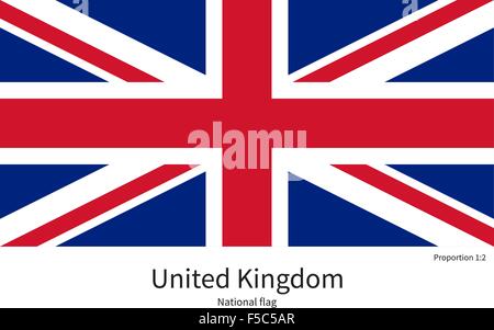 Nationalflagge des Vereinigten Königreichs mit korrekten Proportionen, Element, Farben Stock Vektor