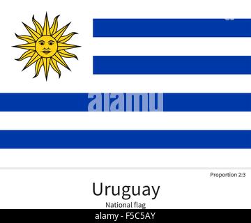 Nationalflagge von Uruguay mit korrekten Proportionen, Element, Farben für Stock Vektor