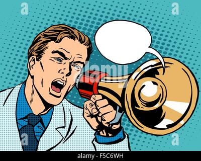 Mann-Megaphon-Politik-Förderung Stock Vektor