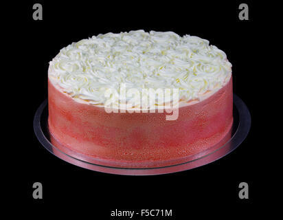 Nahaufnahme von Buttercreme Zuckerguss und Perlen auf einem Kuchen Stockfoto