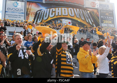 Pittsburgh, PA, USA. 1. November 2015. Steeler-Fans während der Cincinnati Bengals Vs Pittsburgh Steelers Spiel bei Heinz Field in Pittsburgh, PA. Jason Pohuski/CSM/Alamy Live-Nachrichten Stockfoto