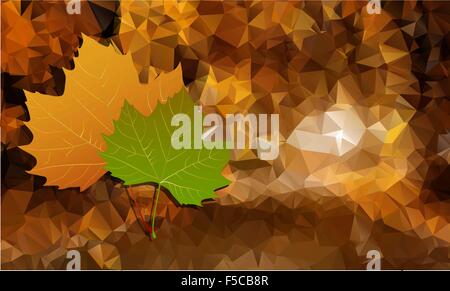Zusammenfassung Hintergrund ist low-Poly mit Herbstlaub. Vektor Stock Vektor