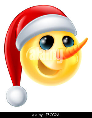 Ein Schneemann Weihnachten Emoticon Emoji tragen einer Weihnachtsmütze Stockfoto