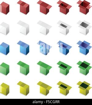 3D Box in der Nähe offener (Schritt für Schritt) Stock Vektor