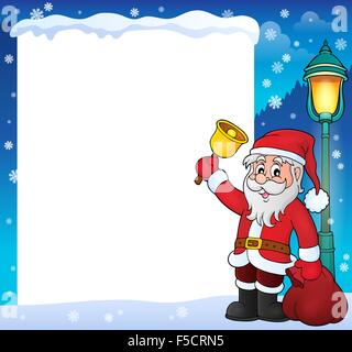 Weihnachtsmann mit Glocke Thema Frame 2 - Bild-Darstellung. Stockfoto