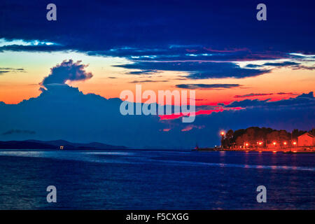 Puntamika Halbinsel Zadar epische Twilight Ansicht, Dalmatien, Kroatien Stockfoto