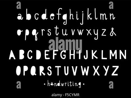 Handschrift Alphabete doodle auf schwarzem Hintergrund Stock Vektor