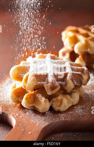 belgische Waffeln mit Puderzucker bestreut Stockfoto