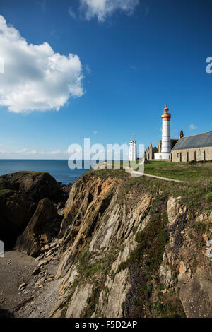 Pointe de Sainte Mathieu, Bretagne, Frankreich. Die Pointe Saint-Mathieu (Lok Mazé auf Bretonisch) ist eine Landzunge in der Nähe von Le Conquet Stockfoto