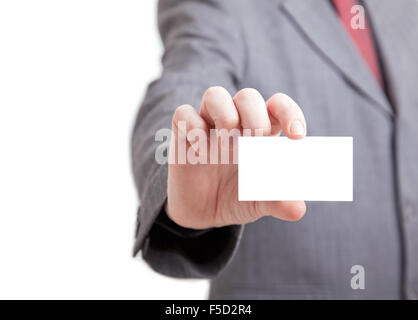 Geschäftsmann mit leeren Karte Stockfoto
