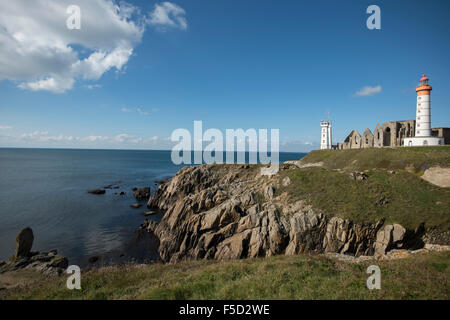 Pointe de Sainte Mathieu, Bretagne, Frankreich. Die Pointe Saint-Mathieu (Lok Mazé auf Bretonisch) ist eine Landzunge in der Nähe von Le Conquet Stockfoto