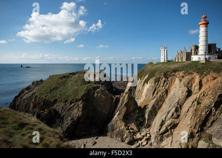 Pointe de Sainte Mathieu, Bretagne, Frankreich. Die Pointe Saint-Mathieu (Lok Mazé auf Bretonisch) ist eine Landzunge in der Nähe von Le Conquet Stockfoto