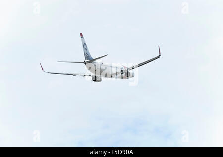 Flugzeug - Boeing 737 - 8JP - des - Norwegisch (Max Manus Livree) - Airline, ist vom Flughafen Madrid-Barajas - Adolfo Suarez - ausziehen Stockfoto